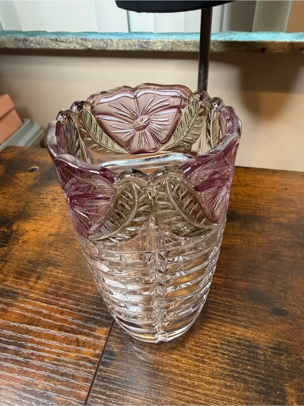 Vintage Anna Hutte Bleikristall Floral Lead Crystal Vase Made In Germany